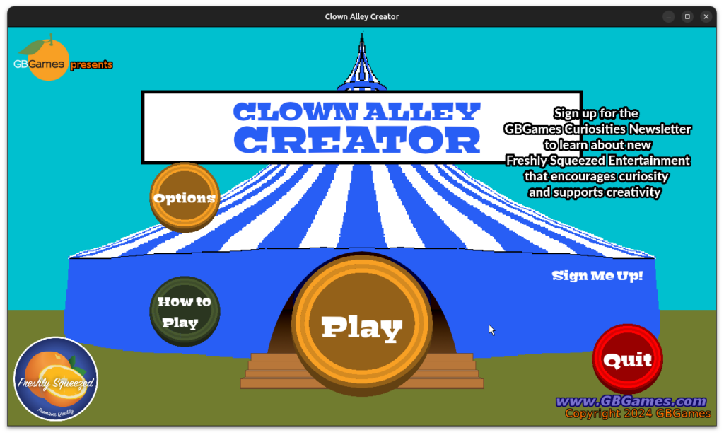 Clown Alley Creator new title screen