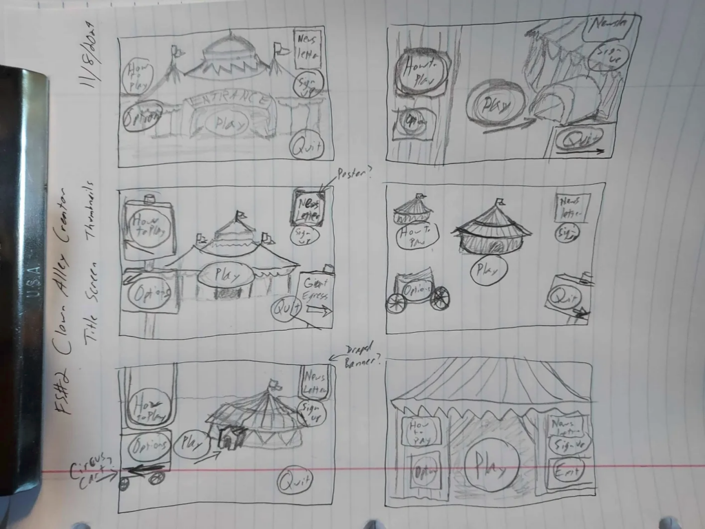 Clown Alley Creator title screen thumbnails