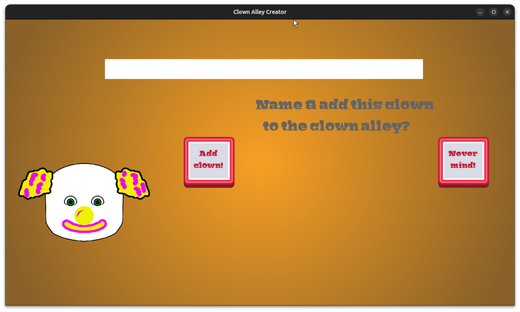 Clown Alley Creator - prompt to name your new clown