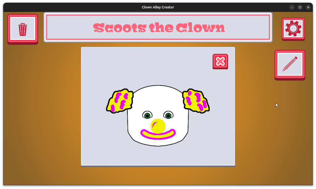 Clown Alley Creator - clown view with clown's name